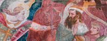 Gli affreschi di Buffalmacco al Camposanto di Pisa studiati da Ammannati. In basso sulla destra il volto di dante Alighieri e accanto a lui, con la barba, Virgilio