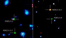 Le due galassie nascoste dalla polvere e osservate solo con ALMA, REBELS-12-2 REBELS-29-2