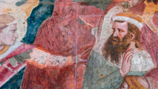Gli affreschi di Buffalmacco al Camposanto di Pisa studiati da Ammannati. In basso sulla destra il volto di dante Alighieri e accanto a lui, con la barba, Virgilio